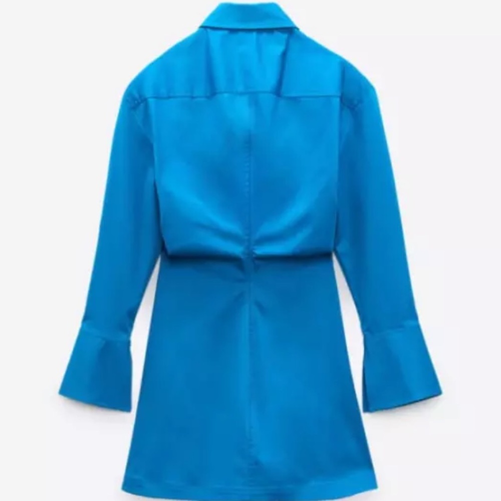 NWT Zara blue cotton shirt dress - Picture 7 of 8